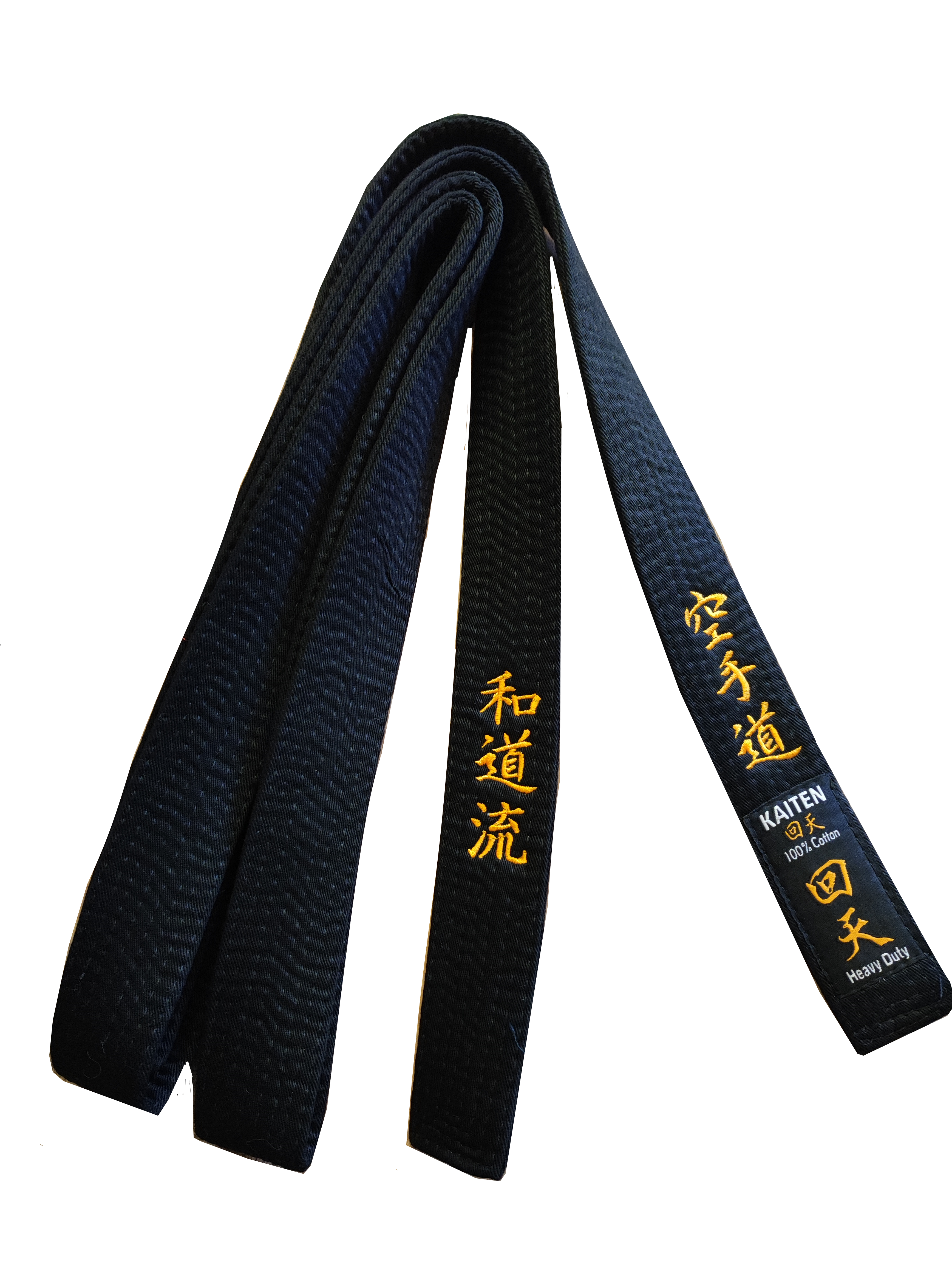 Kaiten Schwarzgurt Baumwolle 2-seitig bestickt mit Wado-Ryu Karate-Do 300 (%SALE)