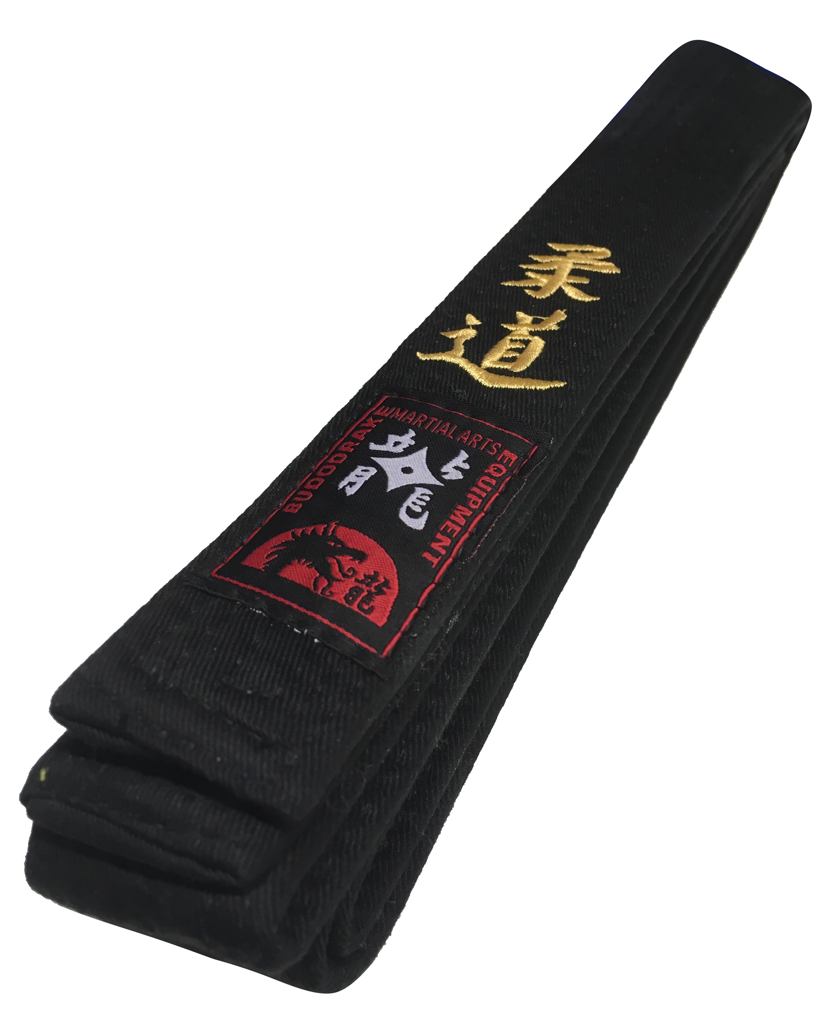 Schwarzer Gürtel bestickt Judo in gold / Kanji
