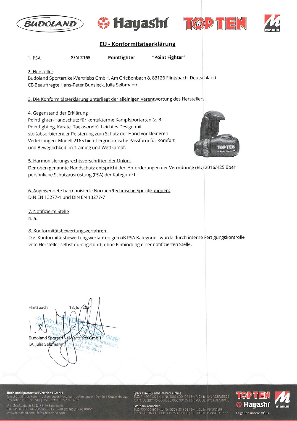 Semihandschuh "Point Fighter" TOP TEN