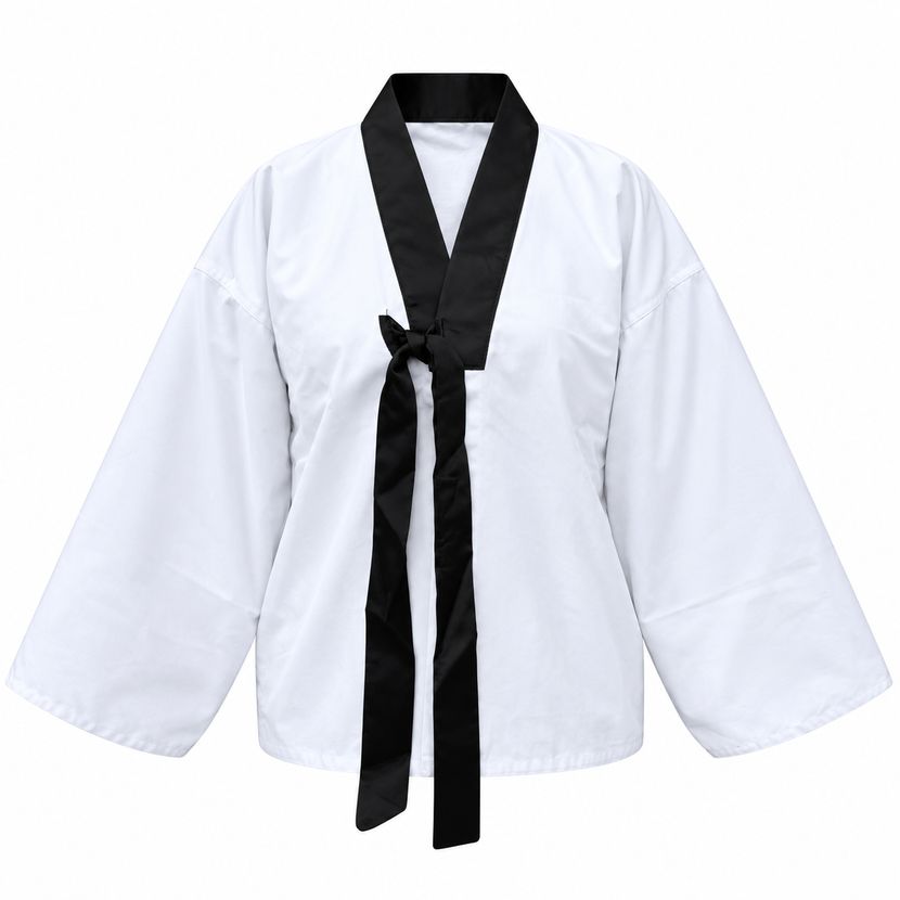 KungFu Jacke weiß mit schwarzem Kragen & Bindeband (%SALE) 210