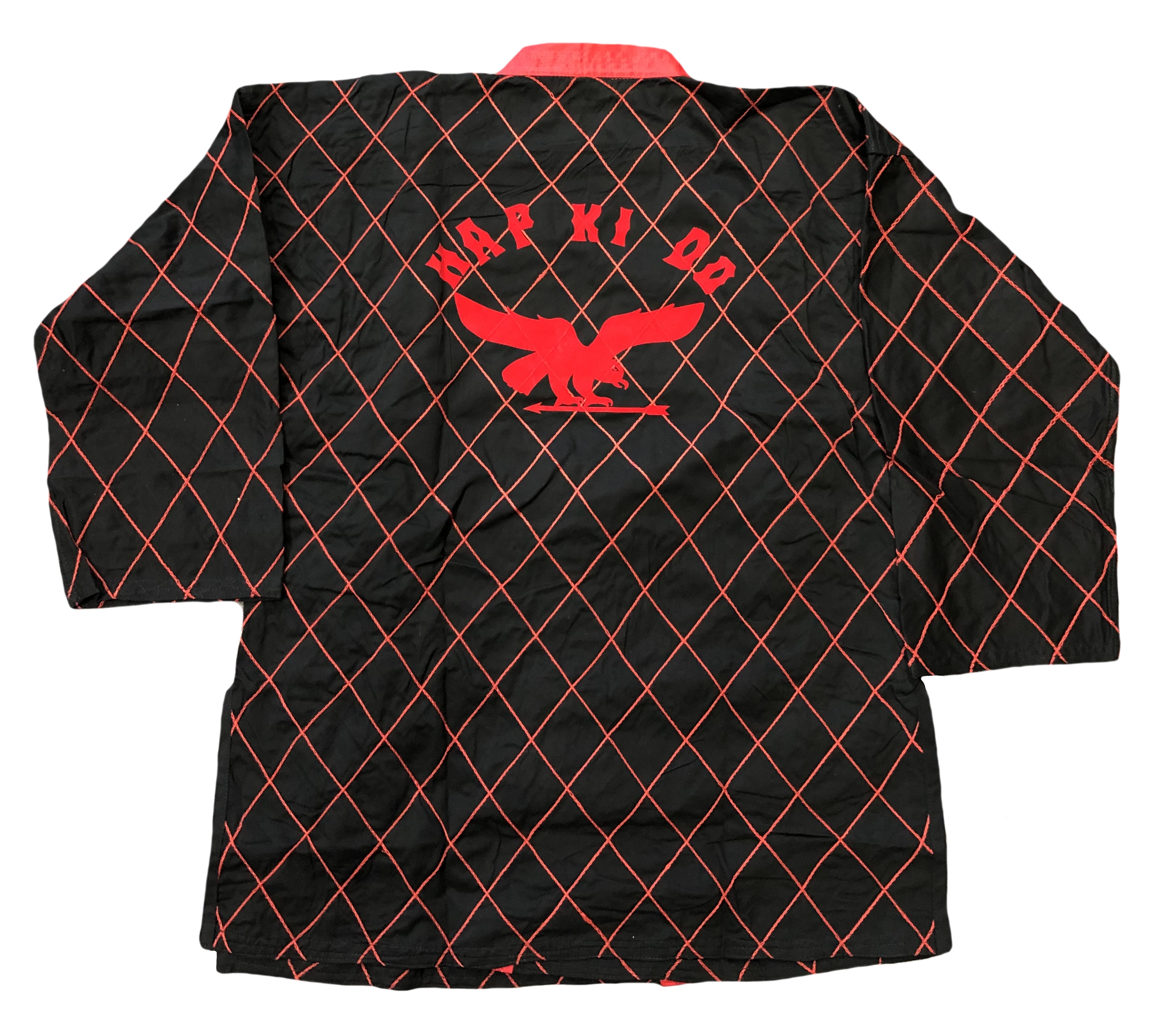 Hapkidoanzug Eagle schwarz mit roten Rauten, Hose schwarz