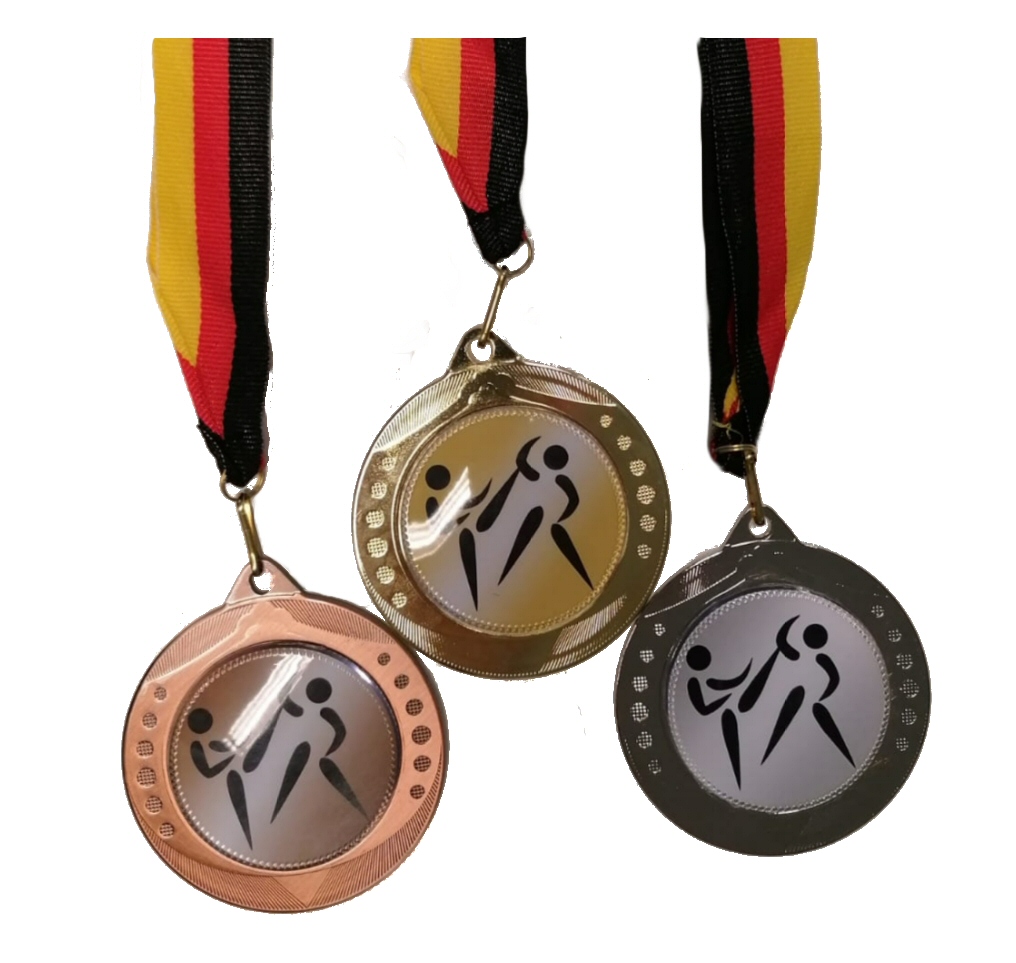 Medaille Martial Arts Fighting Set gold-silber-bronze