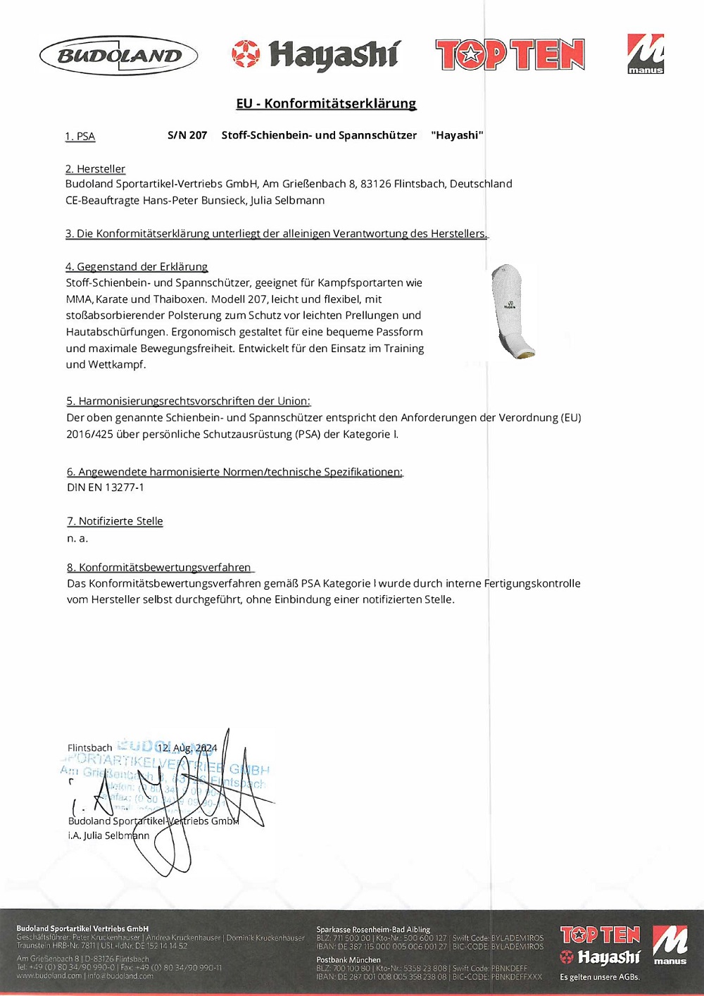 HAYASHI Schienbein-Spannschutz weiß