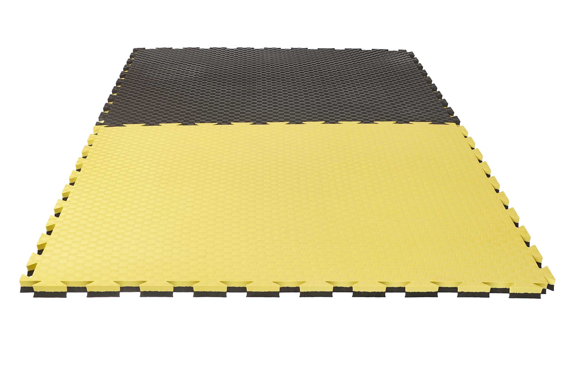 SET: Kampfsportmatten Wendematte VERZAHNT / 100 x 100 x 2cm / schwarz-gelb
