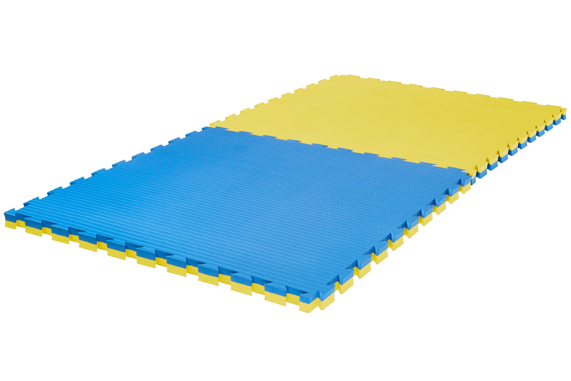 SET: Kampfsportmatten Wendematte VERZAHNT / 100 x 100 x 4cm / BLAU-GELB