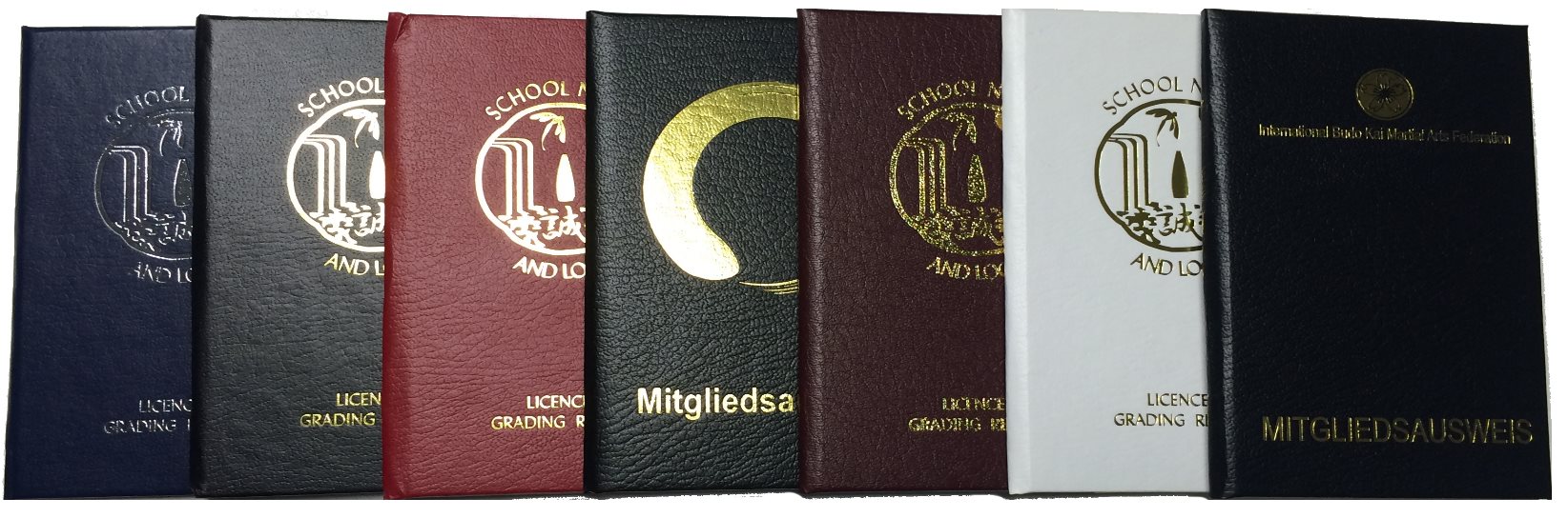 Hochwertiger Budo-Sportausweis Kunstledereinband mit Fadenheftung - Starterpaket 100 St.