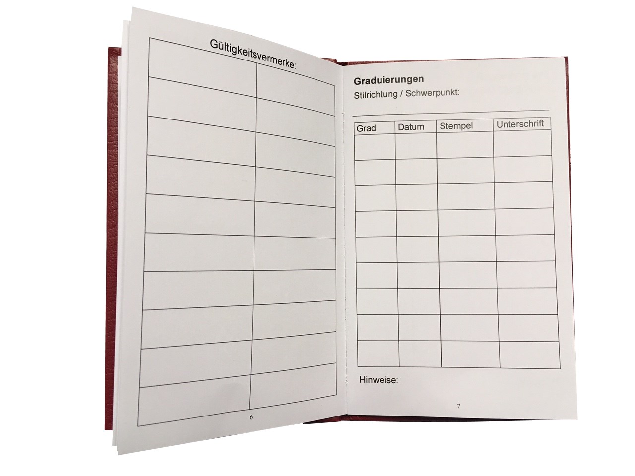 Budo-Sportausweis II, Kunstleder Einband , rot