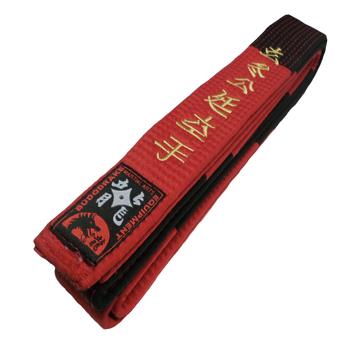 Großmeistergürtel rot-schwarz geblockt 5cm mit Bestickung, 400