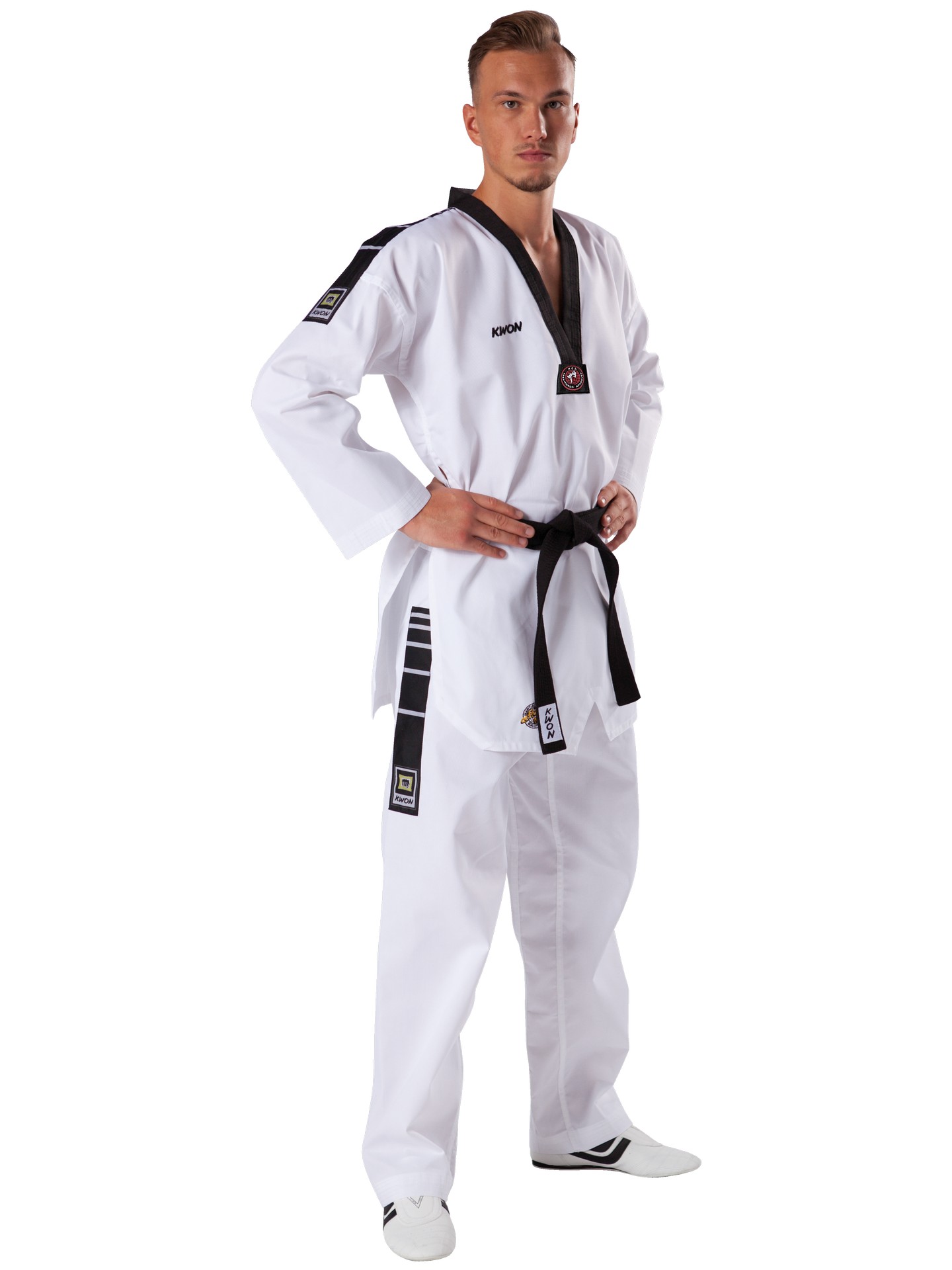 KWON (R) Taekwondo Anzug Grand Victory, schwarzes Revers mit Rückenbestickung Gr.210 (%SALE)