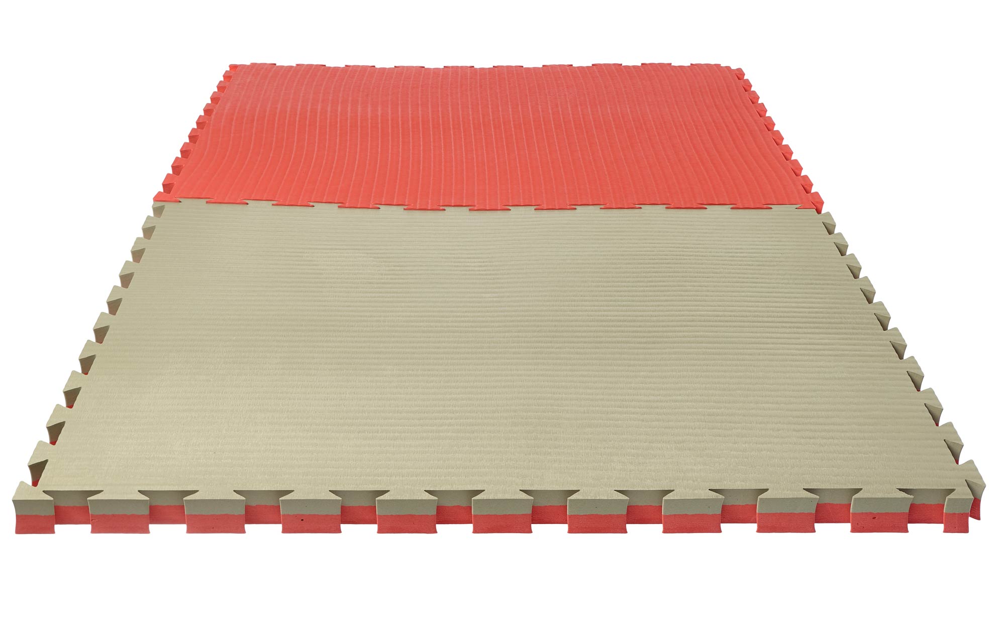 SET: Kampfsportmatten Wendematte VERZAHNT / 100 x 100 x 4cm / ROT-GRÜN