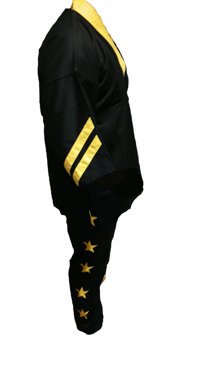 Trainingsanzug Schwarz mit gelben Applikationen Gr. 170 (%SALE)