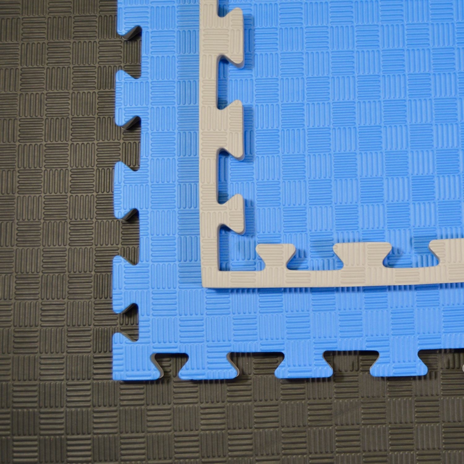 SET: Kampfsportmatten Wendematte BUDODRAKE / 100 x 100 x 2cm / blau-grau 16 Stück