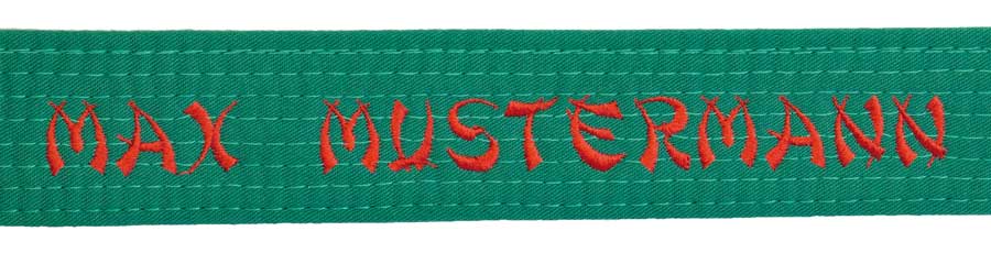 Gürtelbestickung Namensbestickung max. 25 Zeichen Übersetzung in fernöstliche Schriftzeichen