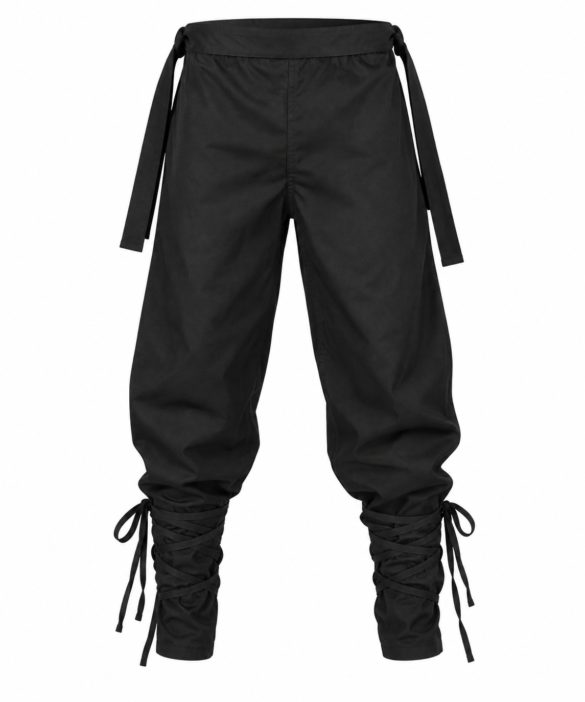 Schwarze Ninja-Hose mit Schnürung, Größe 160 (% SALE)
