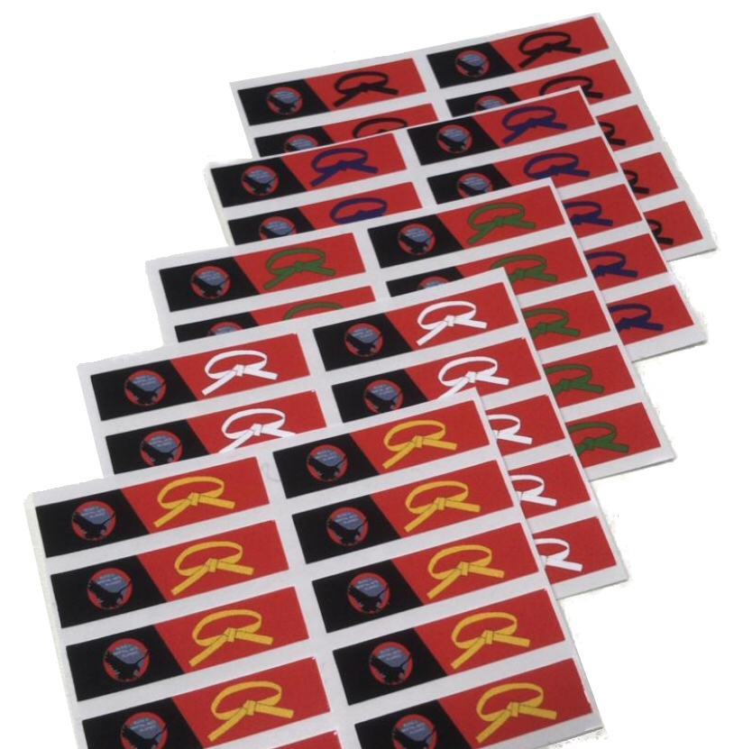 Budo Prüfungsmarken in Gürtelfarben 10-er Set