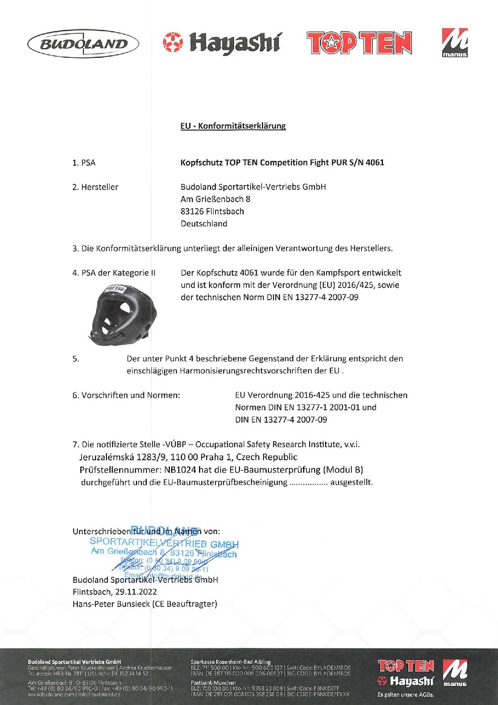 Kopfschutz TOP TEN Competition Fight