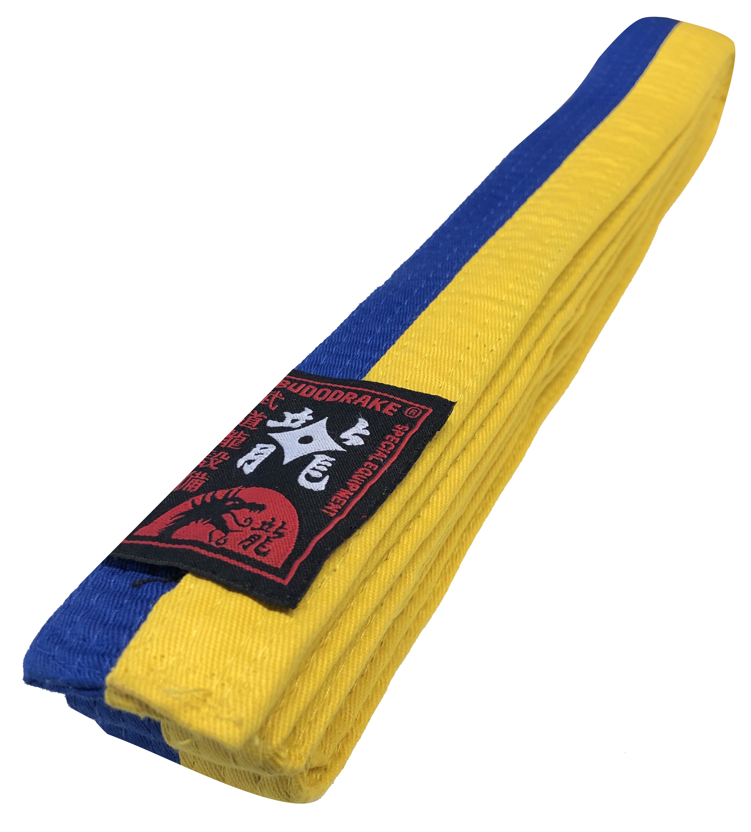 BUDODRAKE Gürtel Blau-Gelb halb-halb