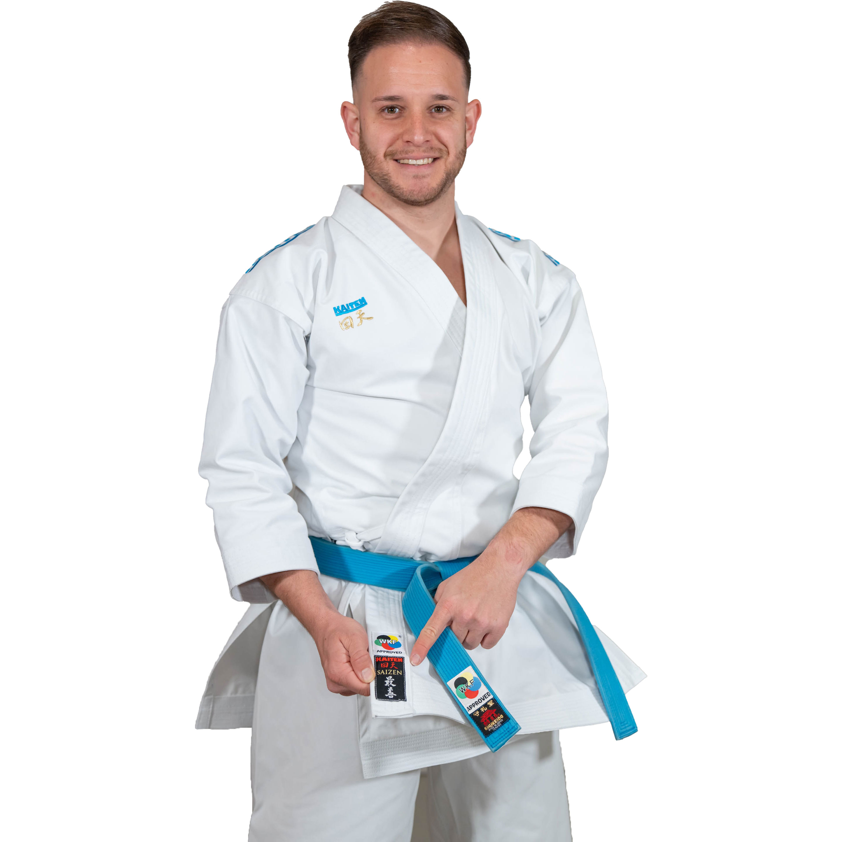 Kaiten Saizen WKF Blaue Schulterstreifen/Gr.210