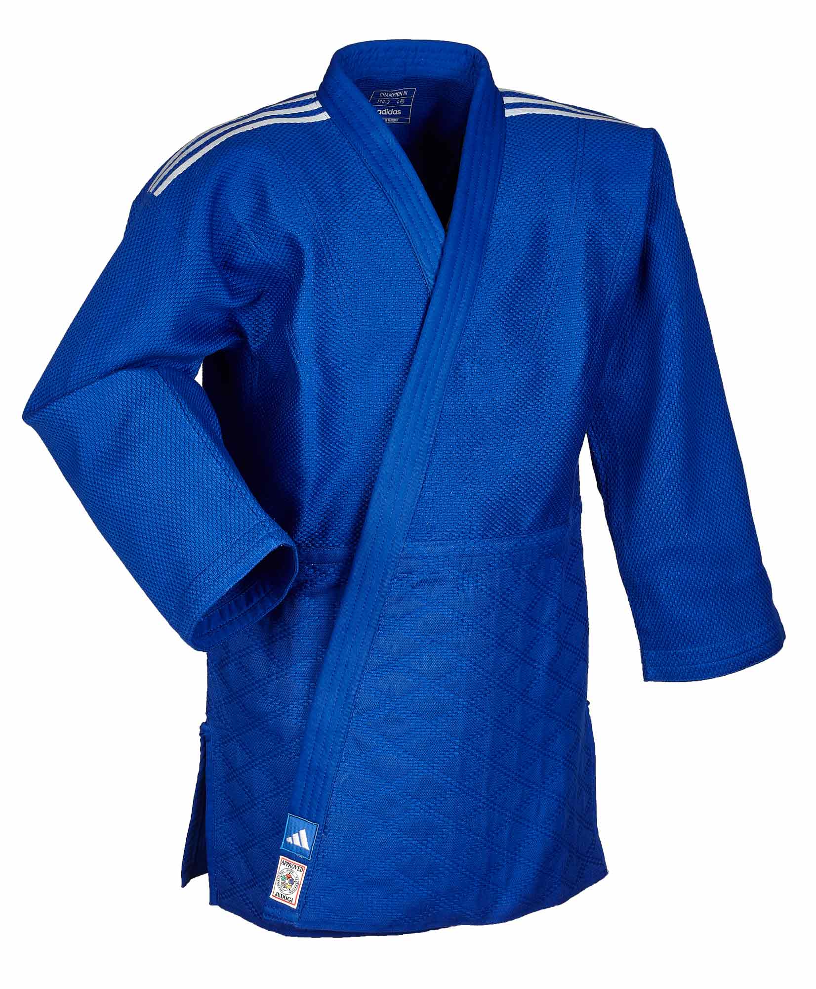 adidas Judoanzug "CHAMPION III" IJF Schulterstreifen SLIM FIT blau