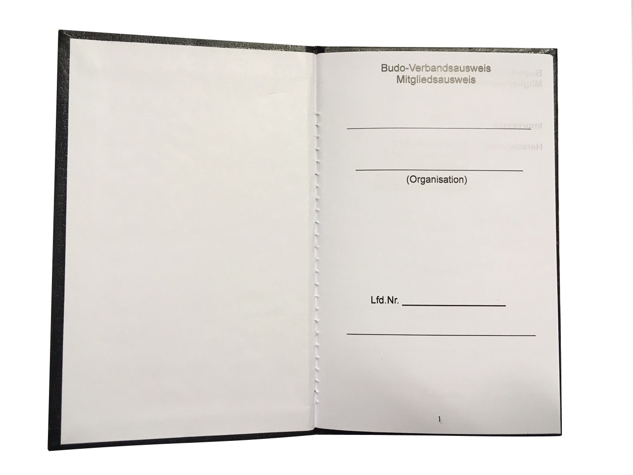 Budo-Sportausweis II, Kunstleder Einband, schwarz