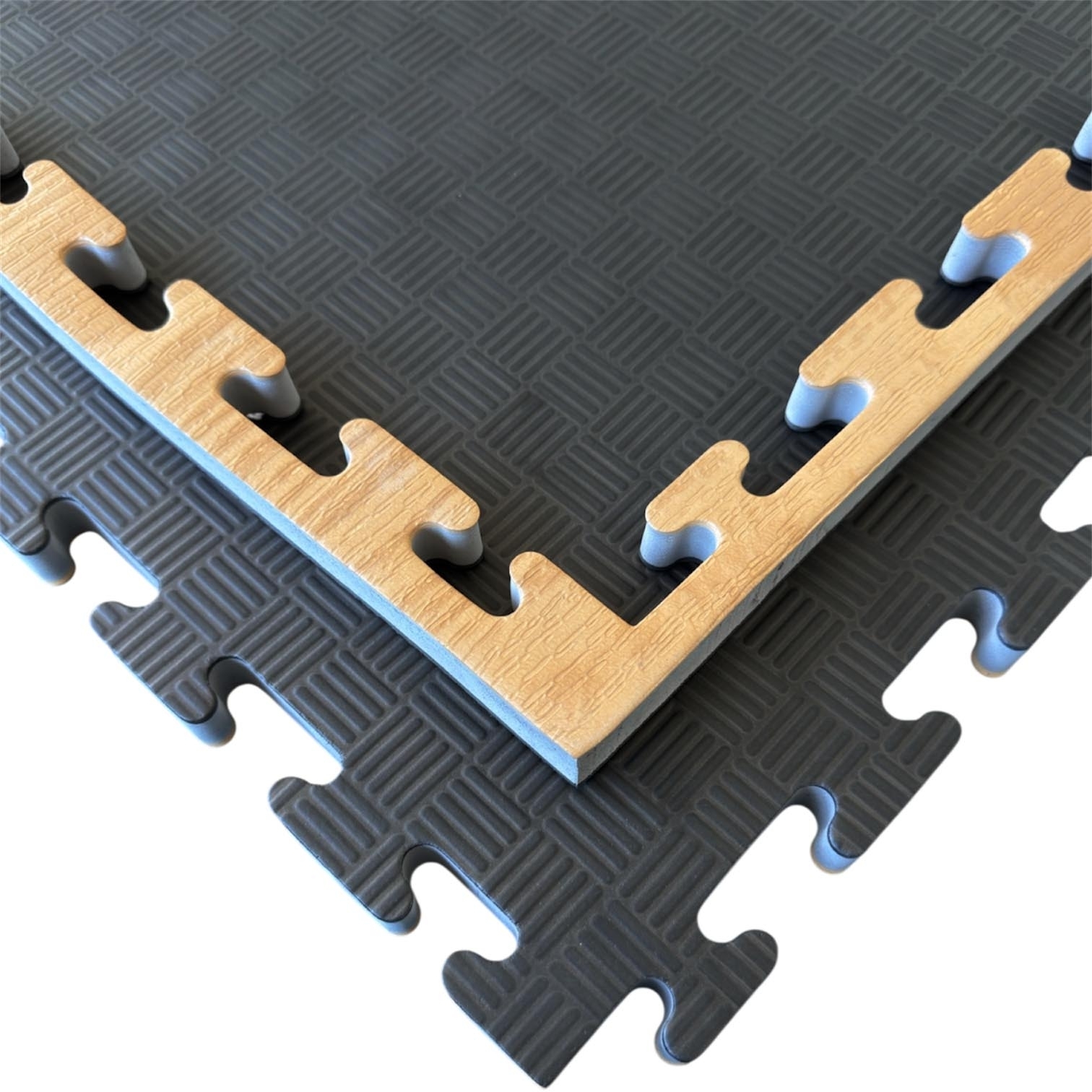 Kampfsport- / Fitnessmatten Holzoptik / Schwarz, 2,5cm