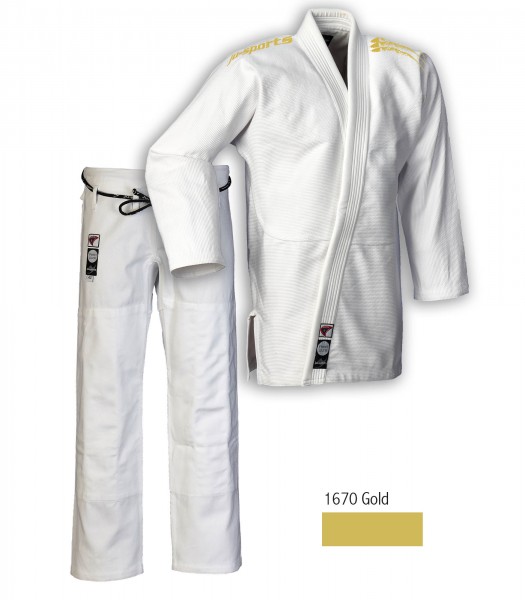 Ju Jutsu Anzug "Pearl Pure" Color Schulterstick A6 gold