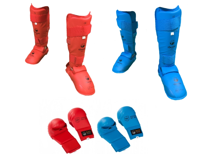 Tokaido Faust- und Schienbein-Spannschutz SET rot+blau XL