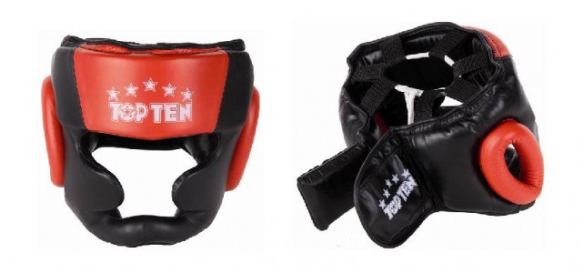 Kopfschutz TOP TEN "Sparring" ohne Kinnschutz schwarz /rot L/XL