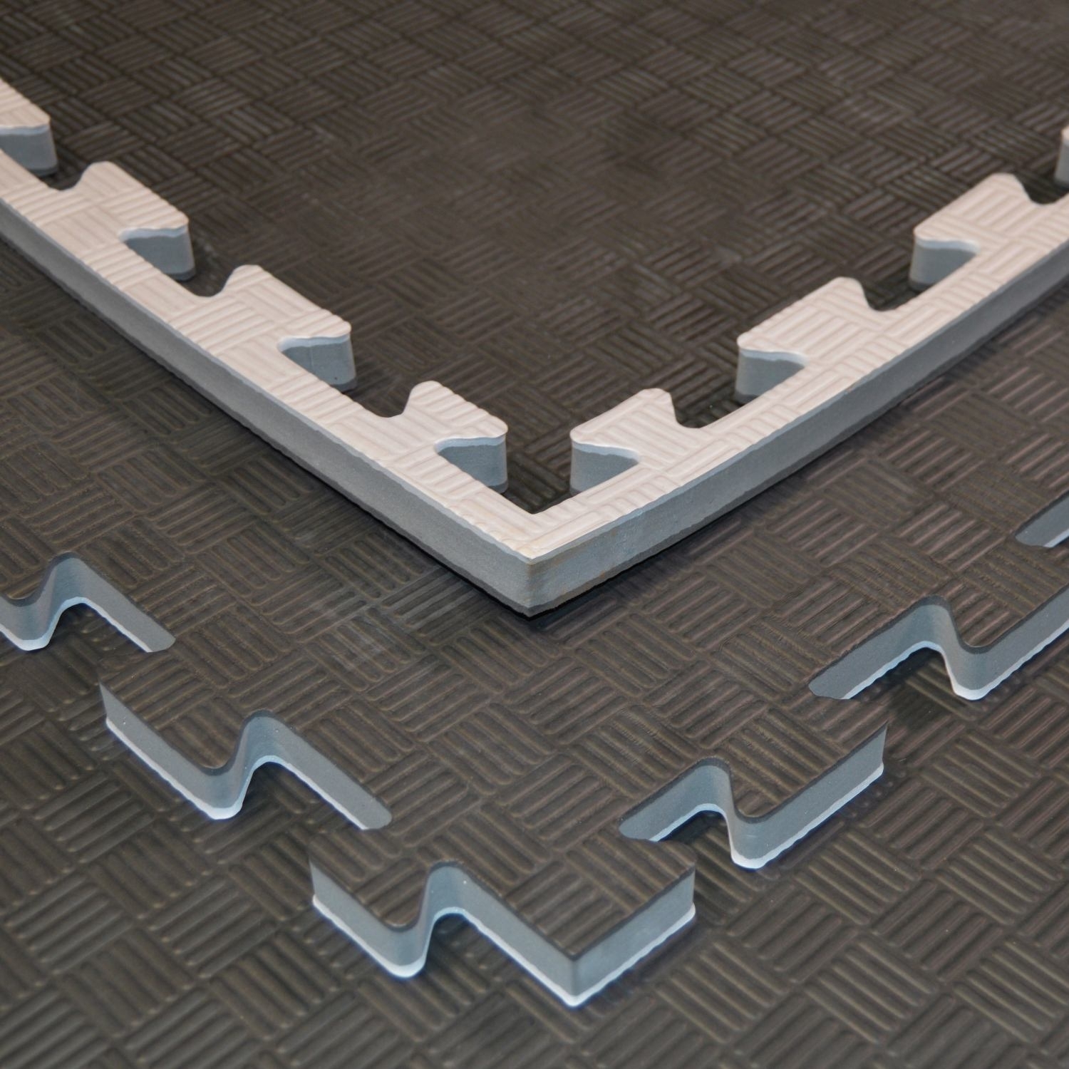 SET: Kampfsportmatten Wendematte BUDODRAKE / 100 x 100 x 2cm / schwarz-grau 16 Stück