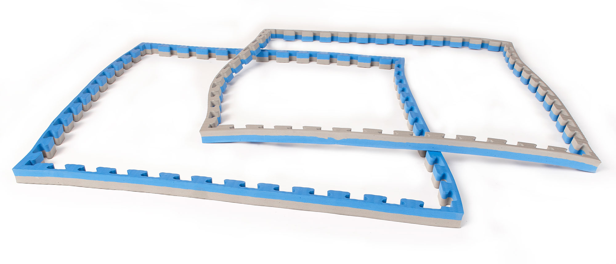 SET: Kampfsportmatten Wendematte VERZAHNT / 100 x 100 x 4cm / BLAU-GRAU