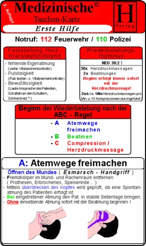 Medizinische Karte A5: Erste Hilfe 2007 (1514)