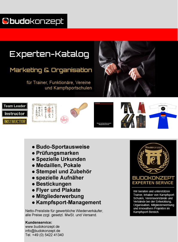 Experten-Katalog - Marketing und Organisation für Trainer, Funktionäre, Vereine und Kampfsportschulen