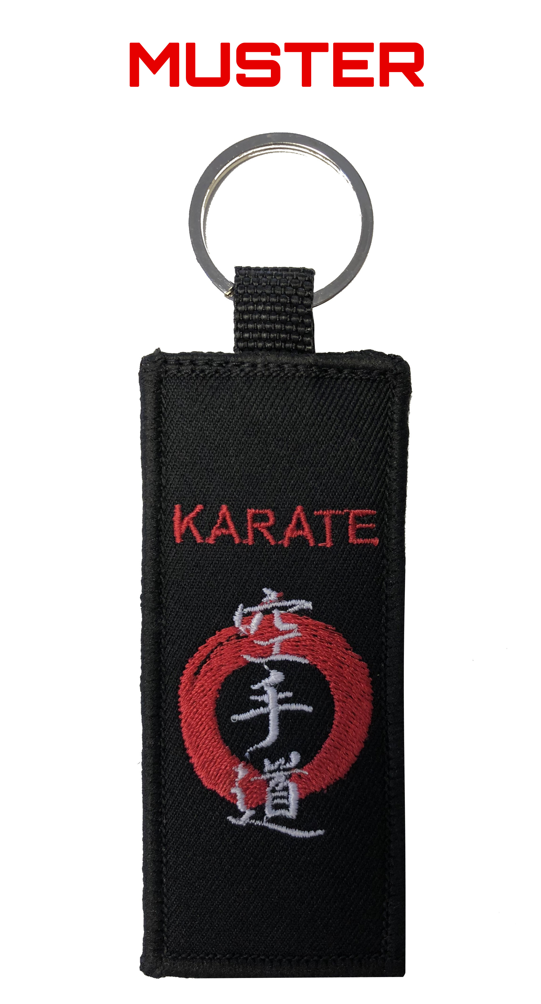 Schlüsselanhänger Gürtel 10 cm, schwarz "Ihr Logo"