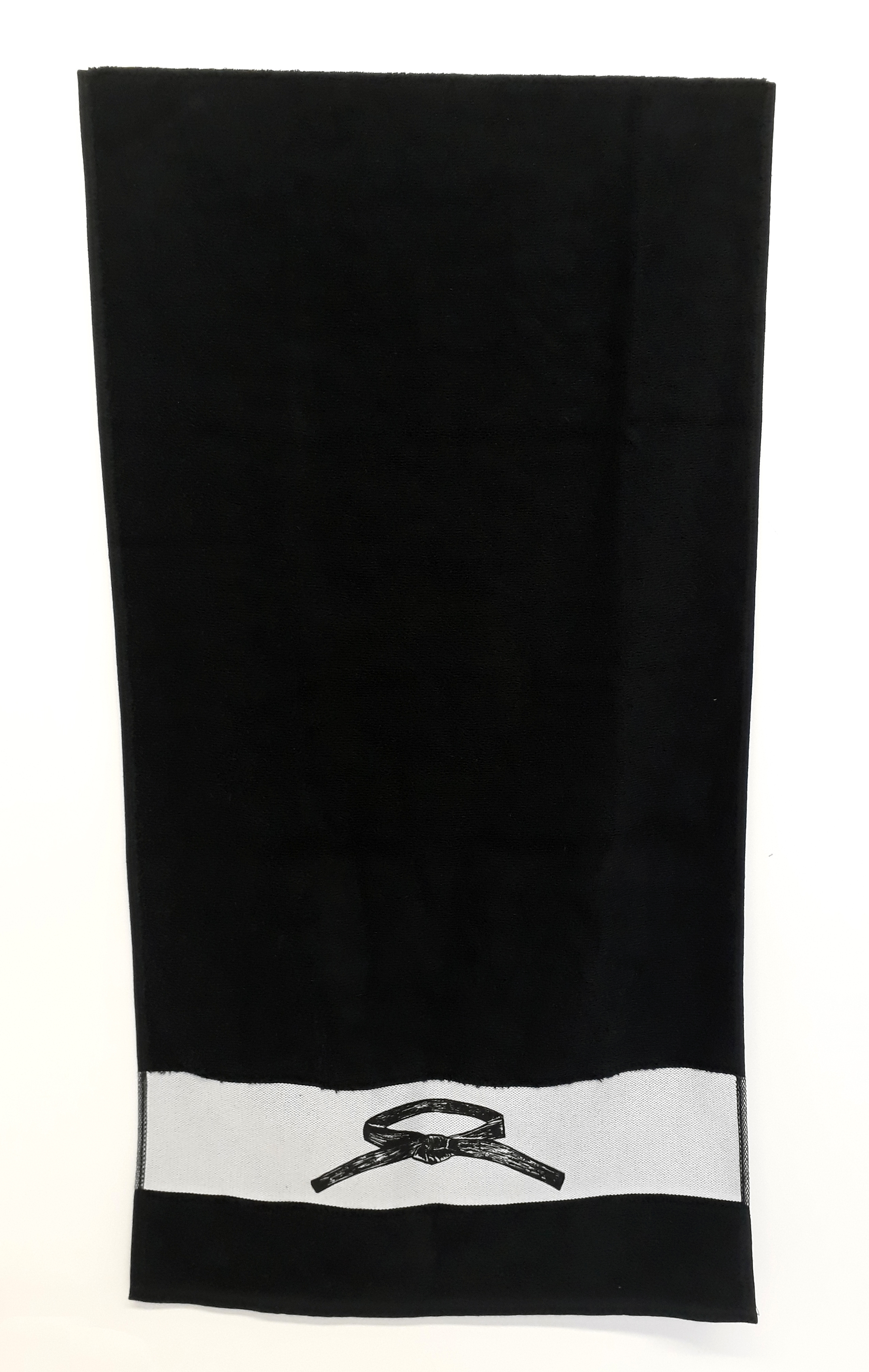Duschtuch Black Belt schwarz mit individueller Namensbestickung Deutsch / Japanisch
