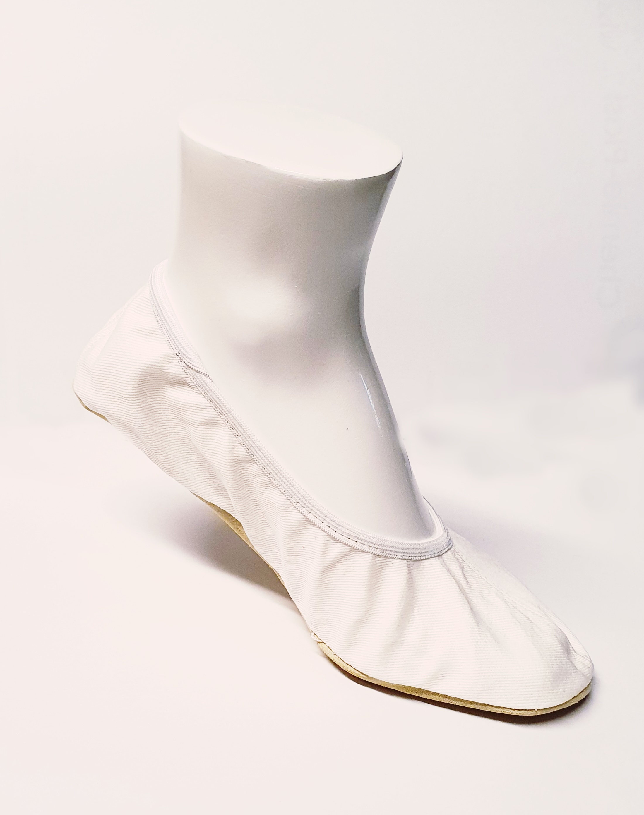 Gymnastikschuhe aus Baumwolle WEISS (Ledersohle)