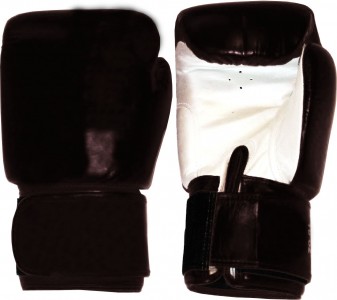 Boxhandschuhe Profi Echtleder schwarz-weiß 14 Oz