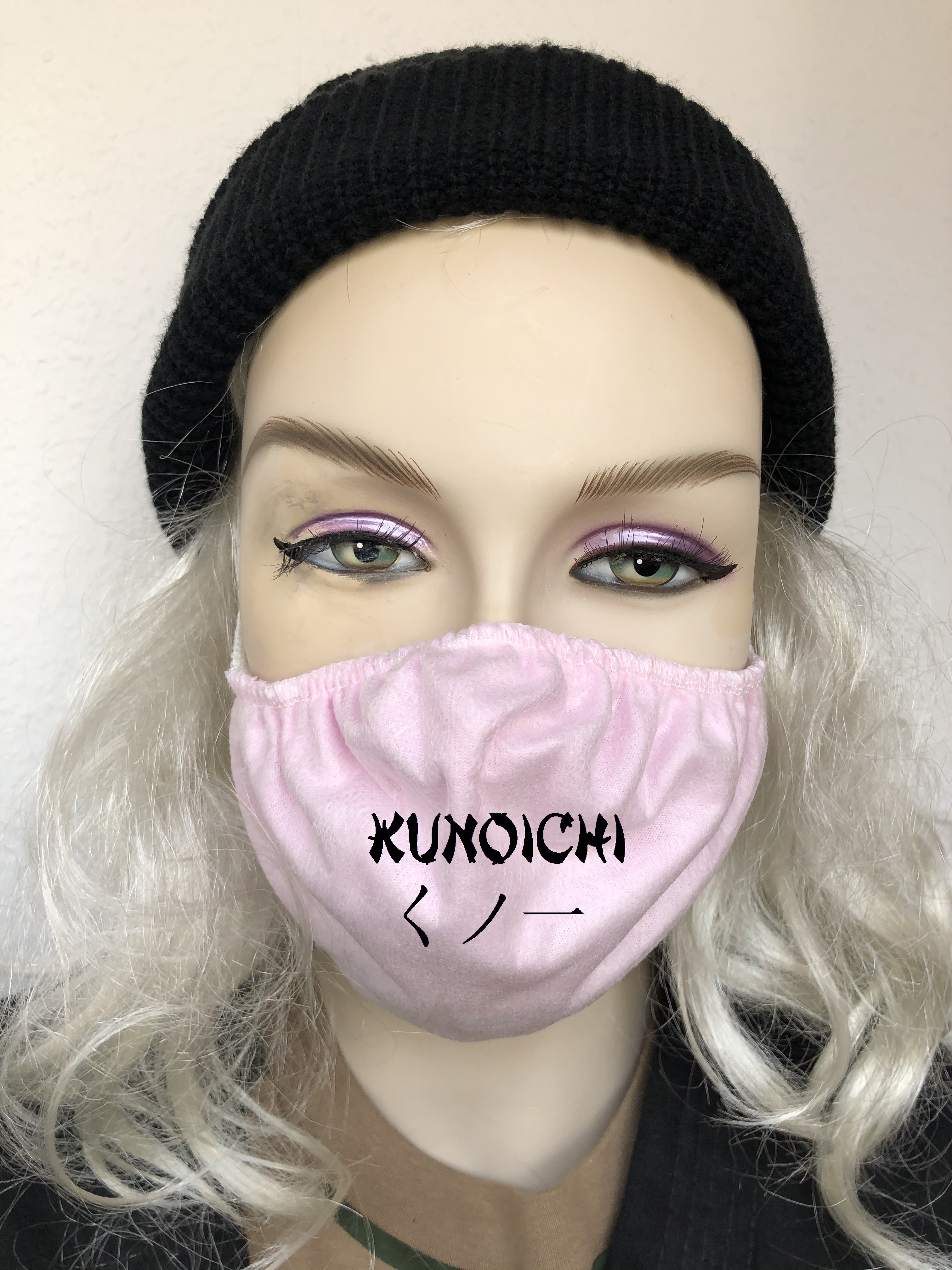 Nasen-Mund Behelfsmasken, bestickt "Kunoichi"