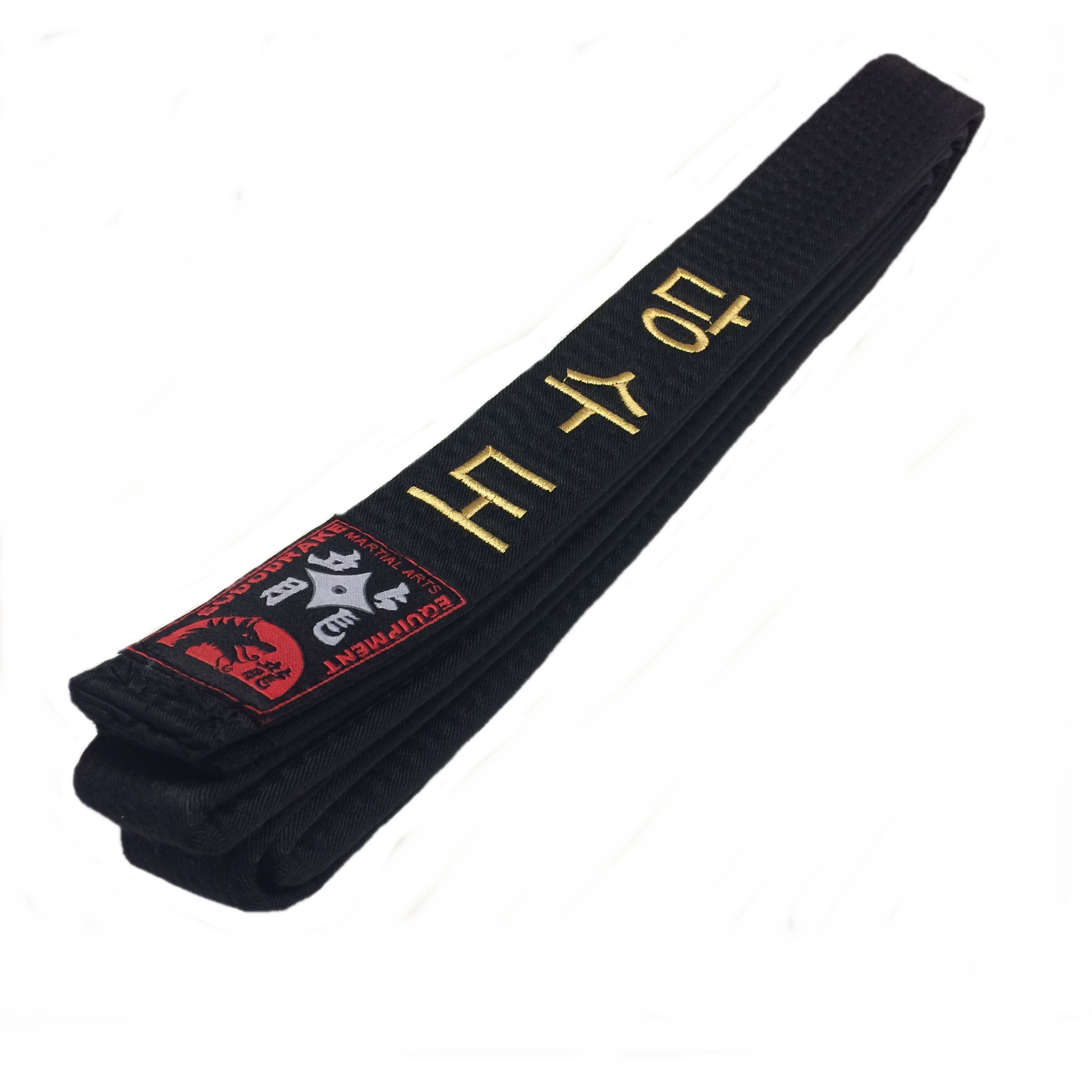 Schwarzgurt bestickt Tang Soo Do in gold / Kanji