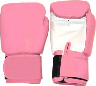 Boxhandschuhe Profi Echtleder pink-weiß 12 Oz