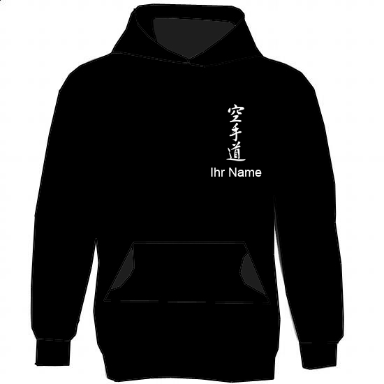 Kapuzen-Sweatshirt schwarz, bestickt mit Namen & Stilrichtung