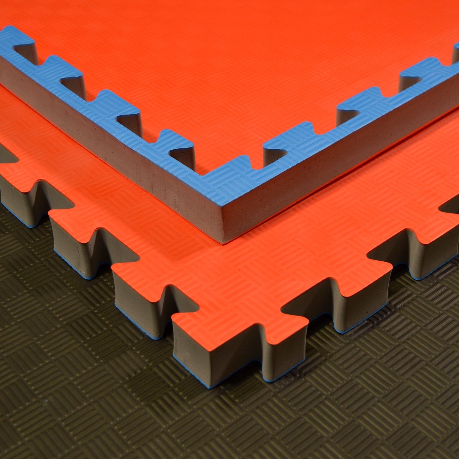 SET: Kampfsportmatten Wendematte BUDODRAKE / 100 x 100 x 2cm / rot-blau 16 Stück