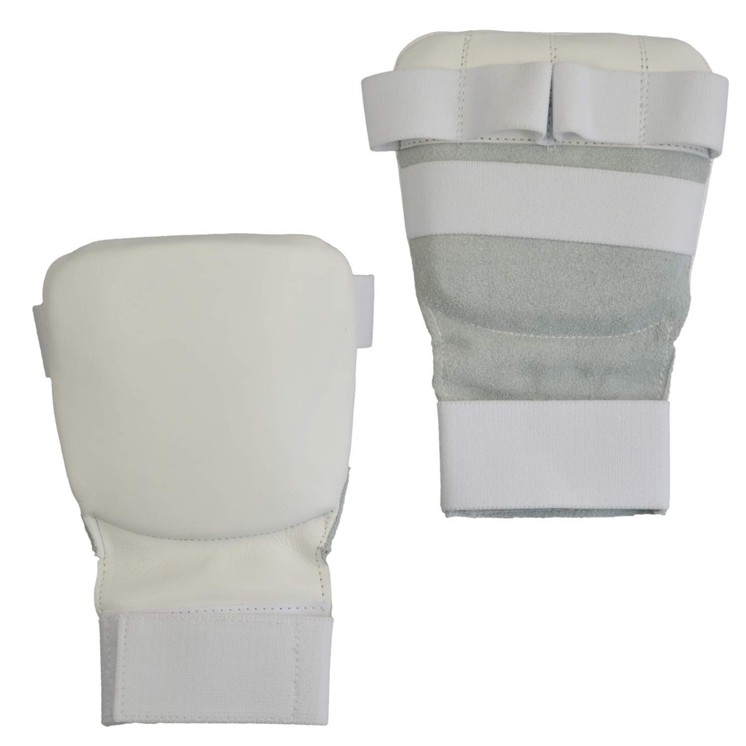 Karate Faustschützer Echtleder flach weiß mit Klett L