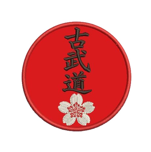 Kobudo Sakura Aufnäher rot rund