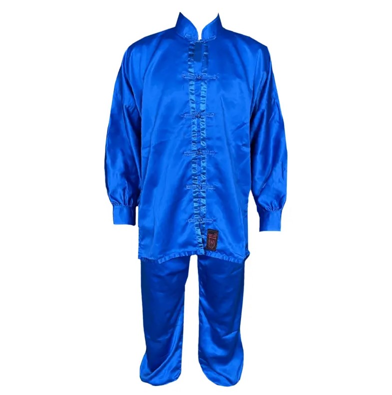 Kung-Fu Anzug Satin blau