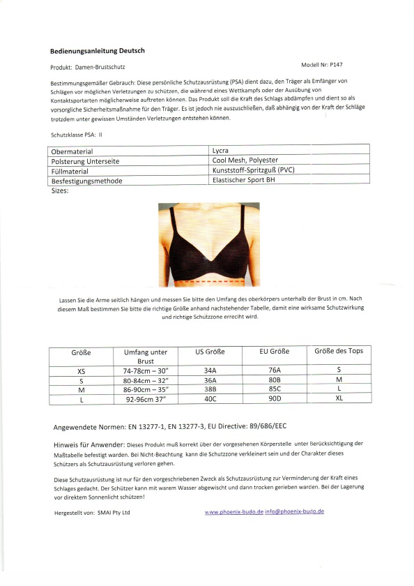 SMAI Damen Brustschutz WKF XL