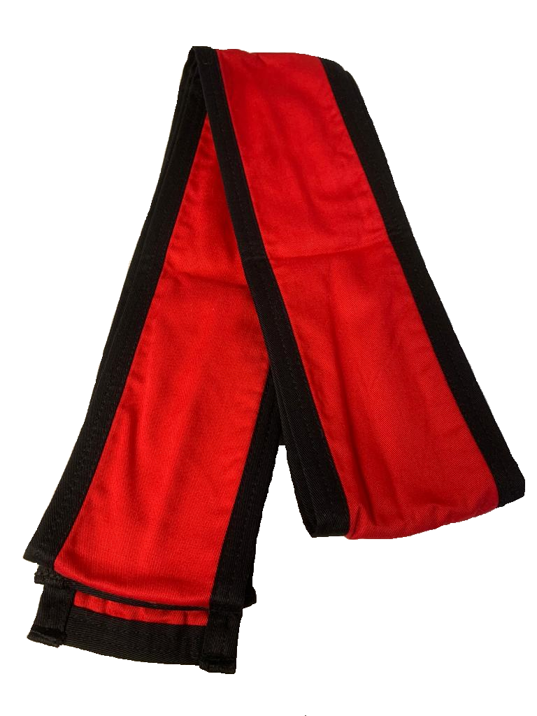 Großmeister Kung-Fu Schärpe Baumwolle rot mit schwarzem Rand 300 x 10 cm