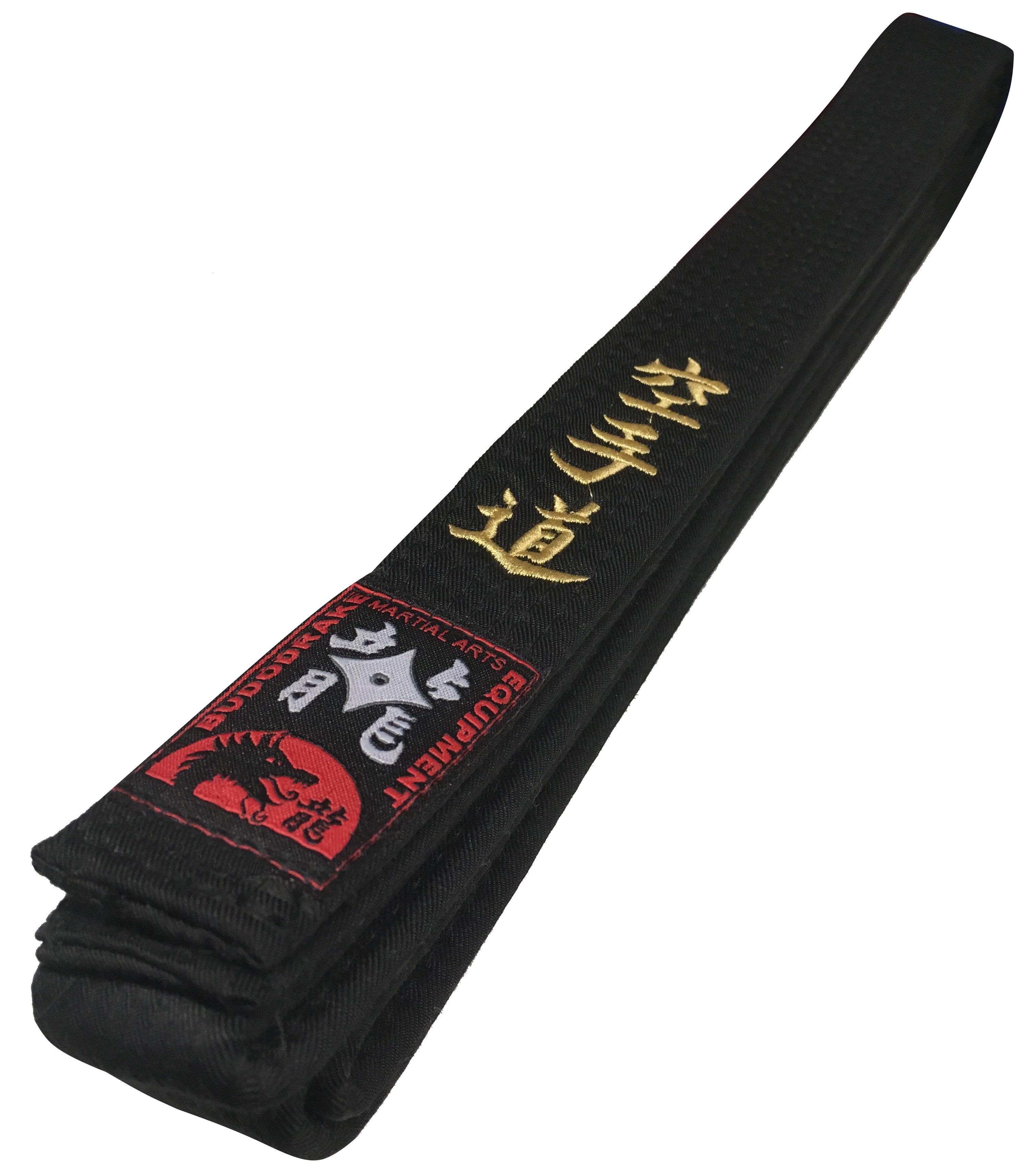 Schwarzer Gürtel bestickt Karate-Do in gold / Kanji 330