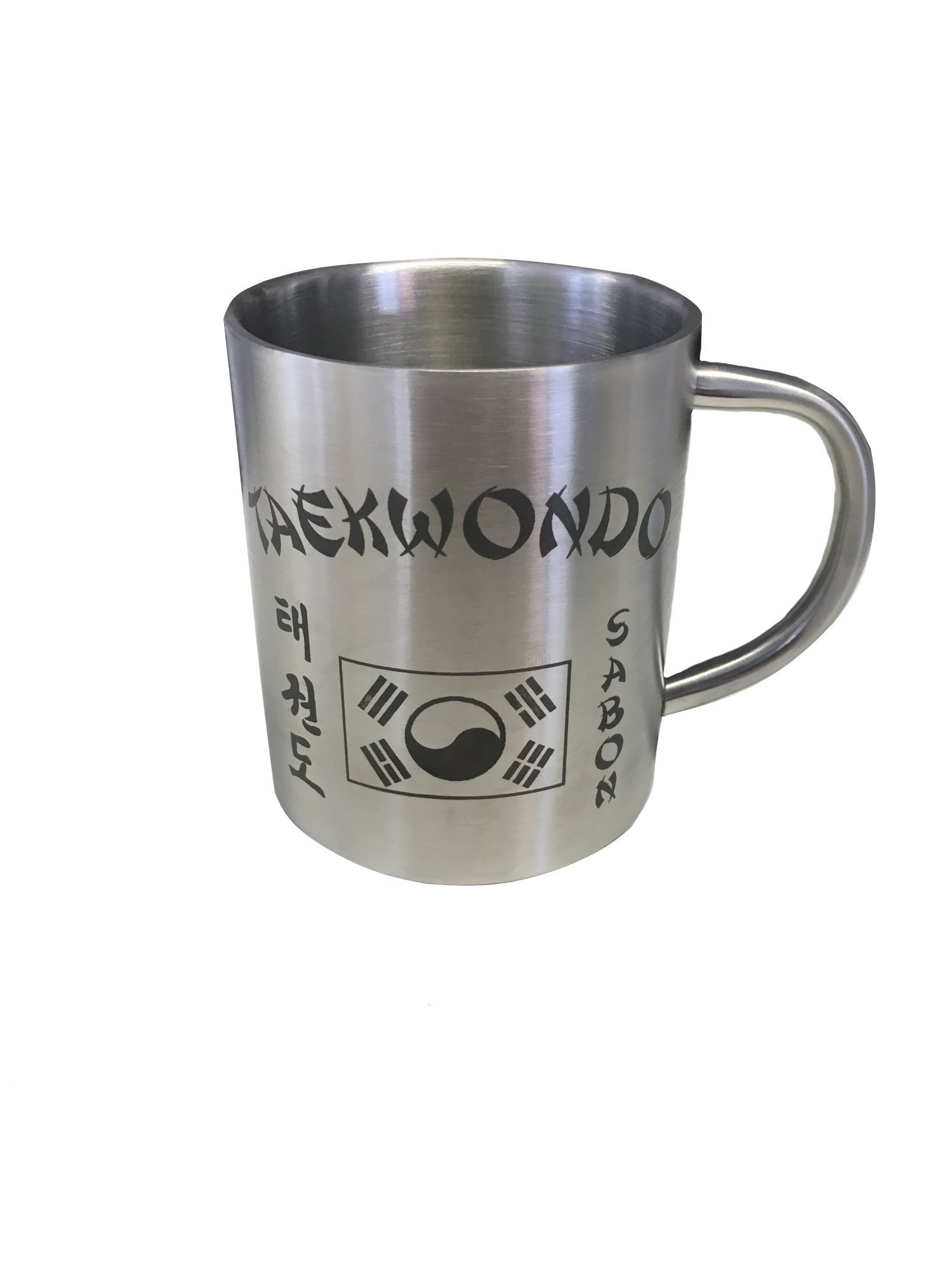 Taekwondo Sabon Tasse aus Edelstahl, hochwertig graviert mit individuellem Namen
