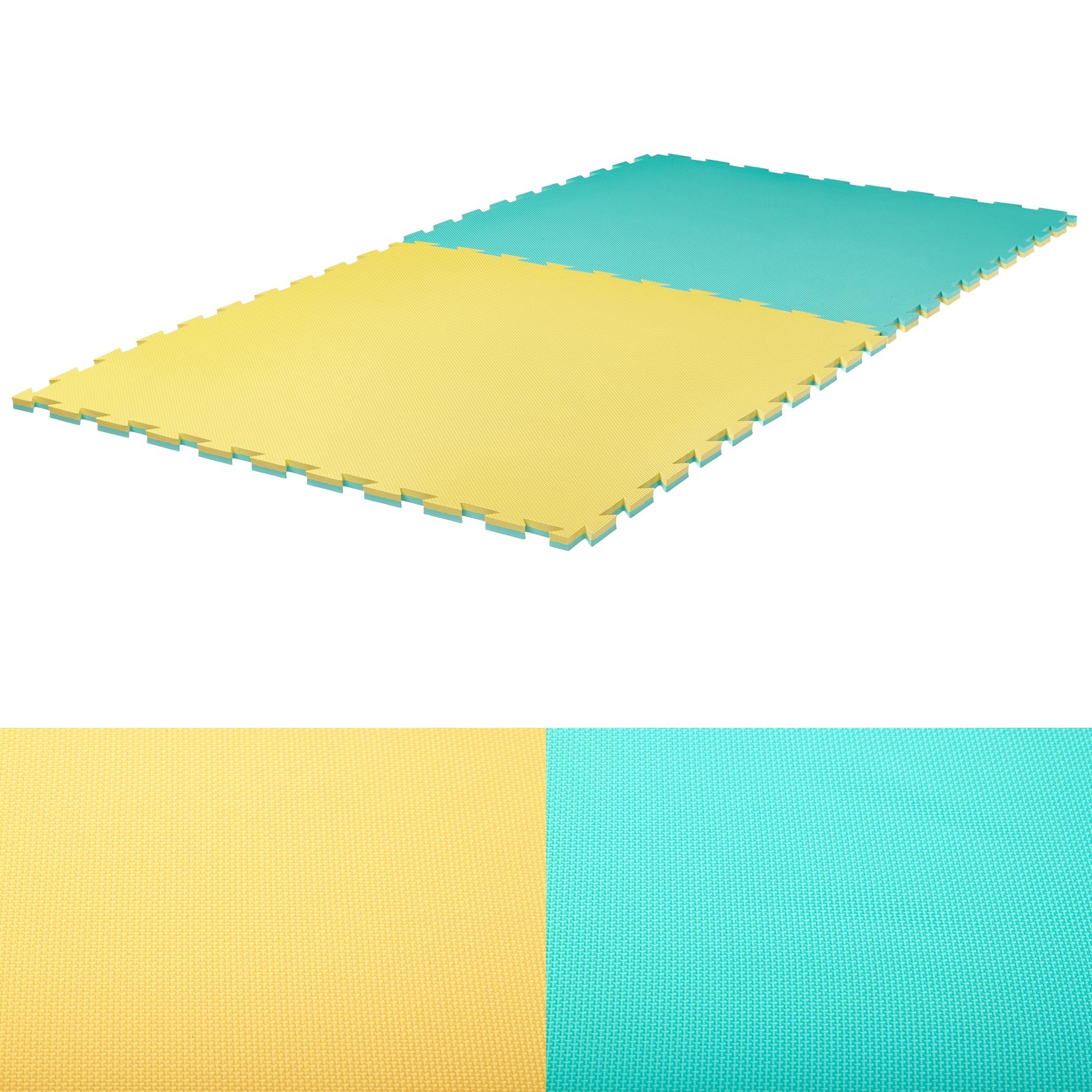 Kampfsportmatten Wendematte CROSSTEXTURE / 100 x 100 x 2cm / grün-gelb