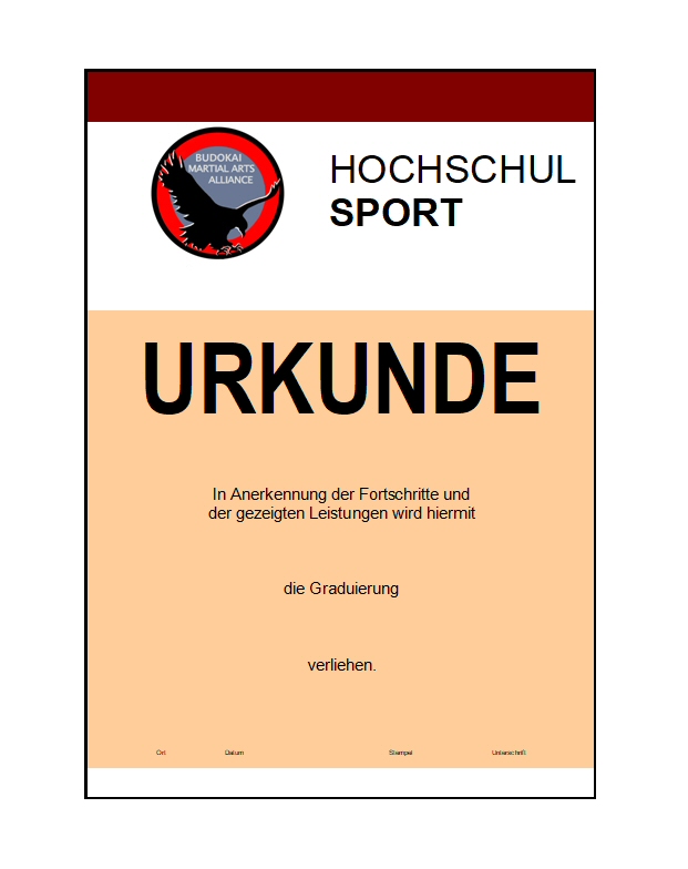 Prüfungsurkunde Budo-Hochschulsport 10-er Pack